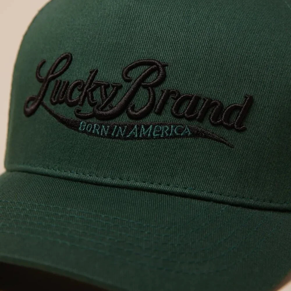 𝗟𝗨𝗖𝗞𝗬🍀𝗕𝗥𝗔𝗡𝗗 Born in America Trucker Cap Green/Blue